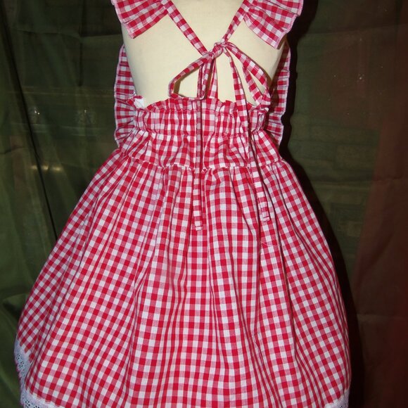 Hello Kitty Gingham fabric Girl Dress and Bow Size 4t NEW - Picture 6 of 8